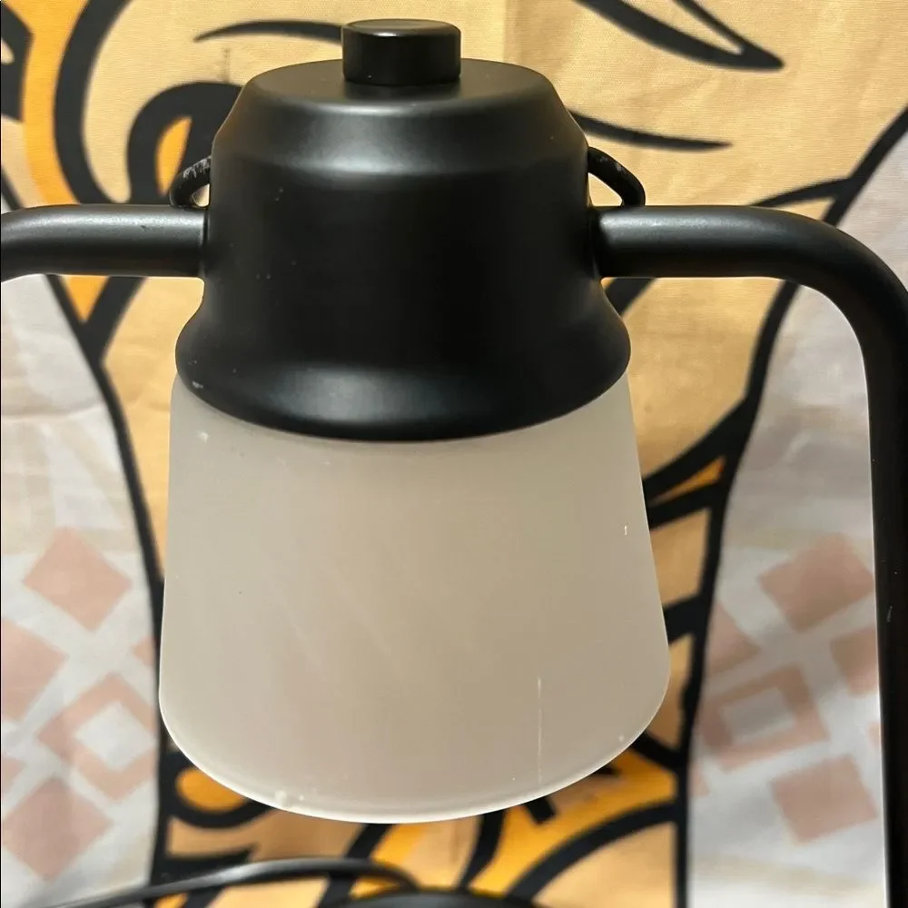 Modern LED  Lamp – Black Metal, Frosted Shade, Dimmer Switch – NEW in Box +